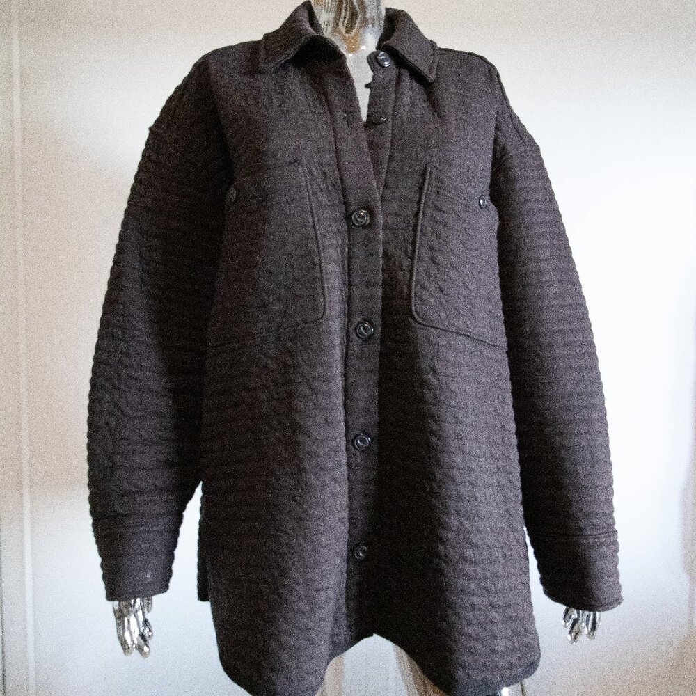 Quilted Black Coat with Black Buttons